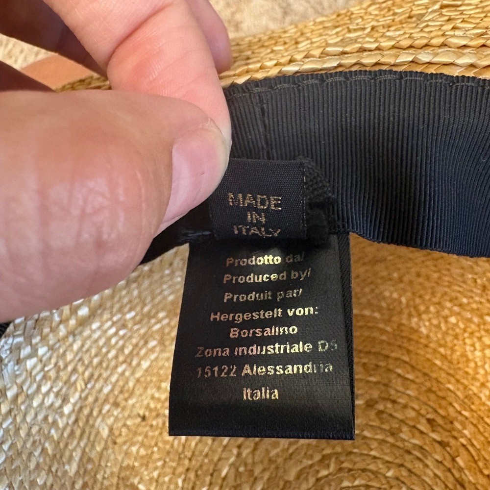 Borsalino Made in Italy Straw Fedora Hat Large Raffia Wide Brim Designer Womens - Picture 10 of 10